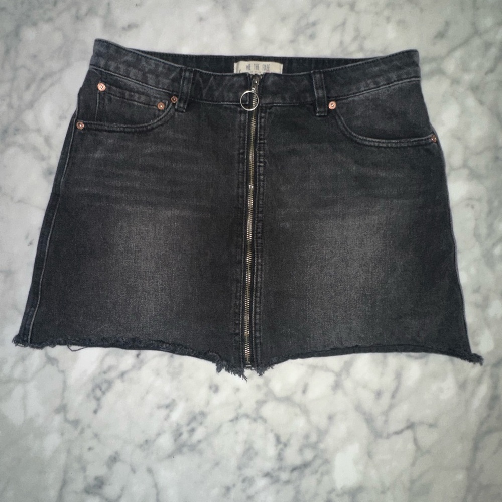 Free People Black Denim Mini Skirt